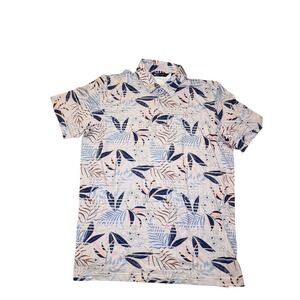 Travis Mathew Mens Tropical Leaf Print Short Sleeve Polo Shirt XL